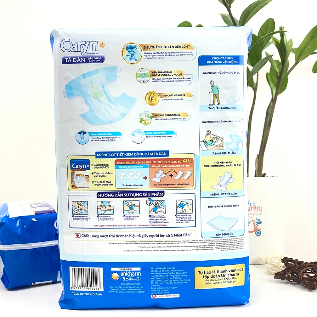 Bịch 3 Miếng Bỉm Dán Caryn Cho Mẹ Sau Sinh L3 - Tã Dán Caryn Cho Người Cao Tuổi - 3