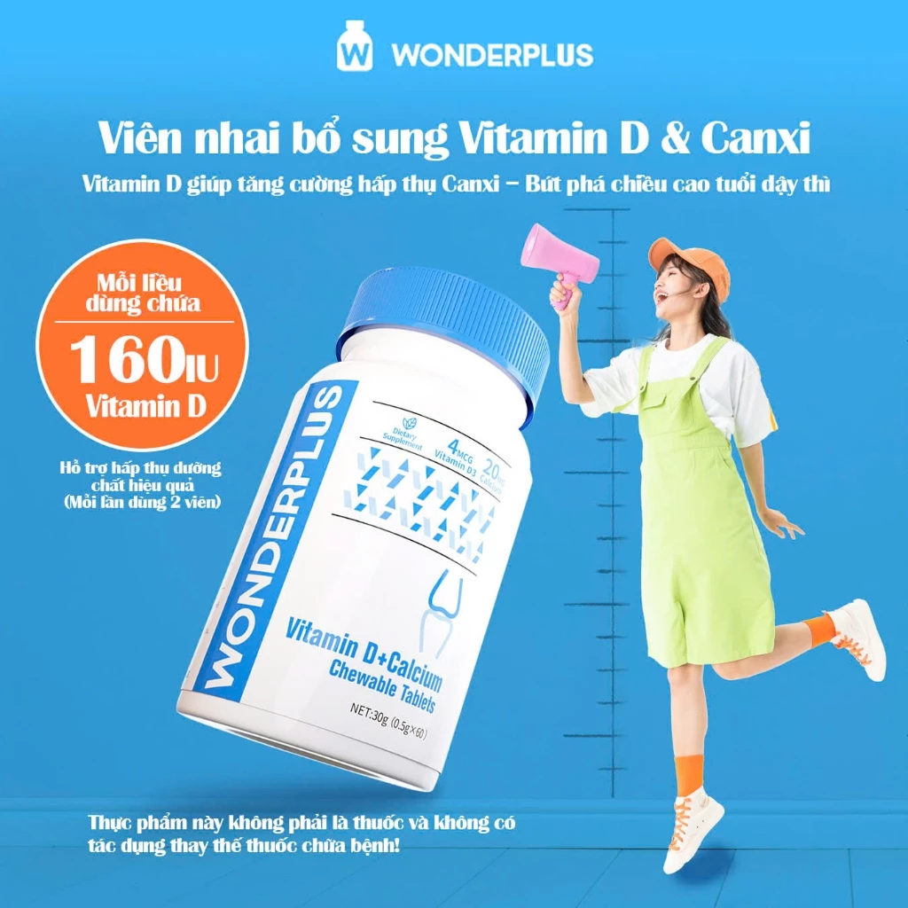 Combo Viên Nhai Bổ Sung Vitamin C 60 Viên + Vitamin D Wonderplus Giúp Làn Da Rạng Rỡ Giúp Xương Chắc Khoẻ Hộp 60 Viên - 3
