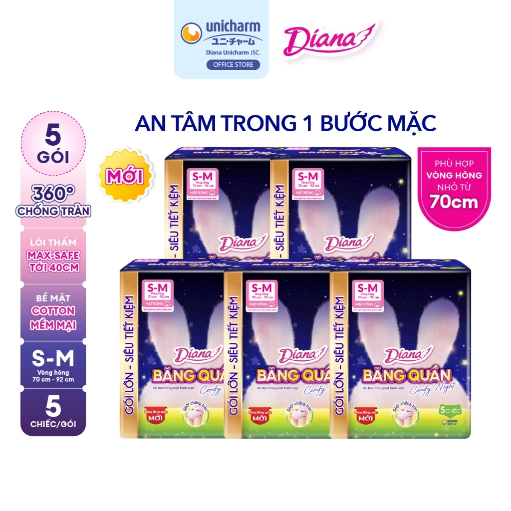 [V] Diana Băng Quần Comfy Night size S-M & M-L & L-XL (5 chiếc/gói)