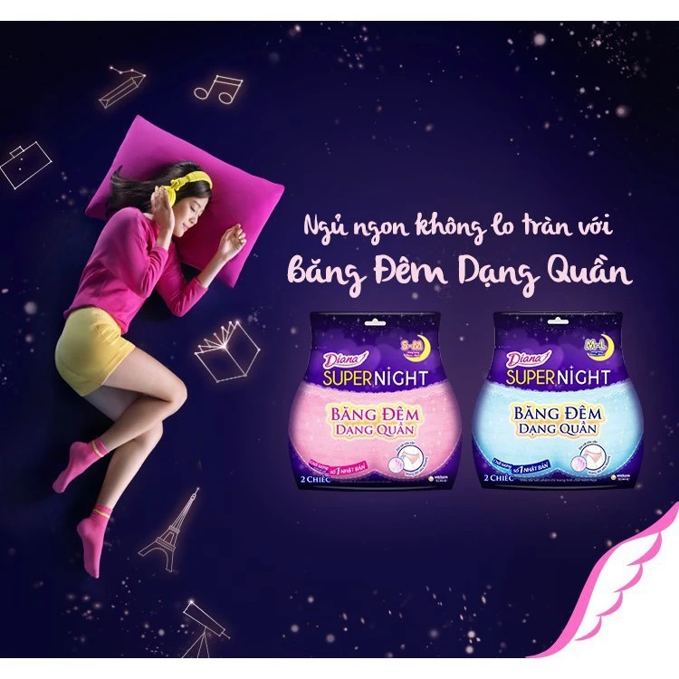Băng đêm dạng quần Diana size M-L 5 chiếc/gói nhỏ gọn chống tràn siêu thấm hút MWELL VIỆT NAM