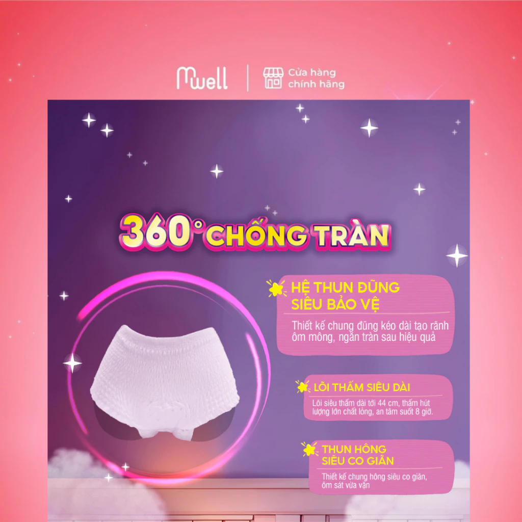 Băng đêm dạng quần Diana size M-L 5 chiếc/gói nhỏ gọn chống tràn siêu thấm hút MWELL VIỆT NAM - 3