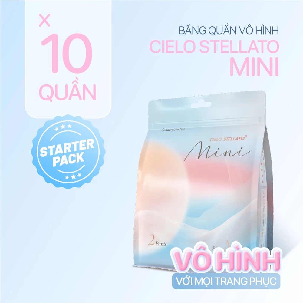 Combo 10 băng quần vô hình Cielo Stellato Mini, không viền, mỏng nhẹ, chống tràn 360