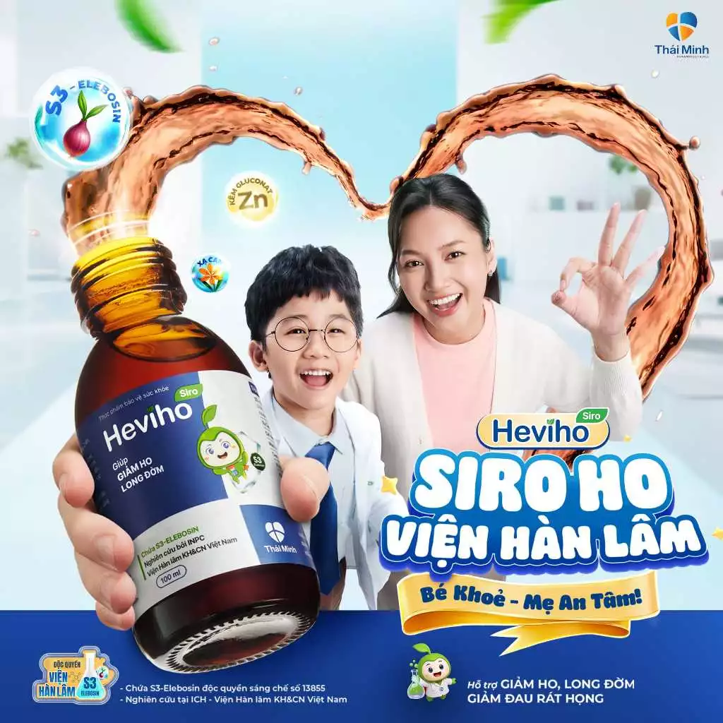 HEVIHO - Siro ho Viện Hàn lâm ICH - Chứa S3-Elebosin - Thái Minh - Hỗ trợ giảm ho, long đờm - Chai 100ml