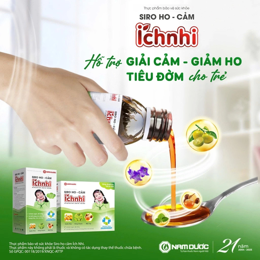 Thực phẩm bảo vệ sức khỏe Siro ho - cảm Ích Nhi, Lọ 90ml, hỗ trợ giải cảm- giảm ho- tiêu đờm - 3