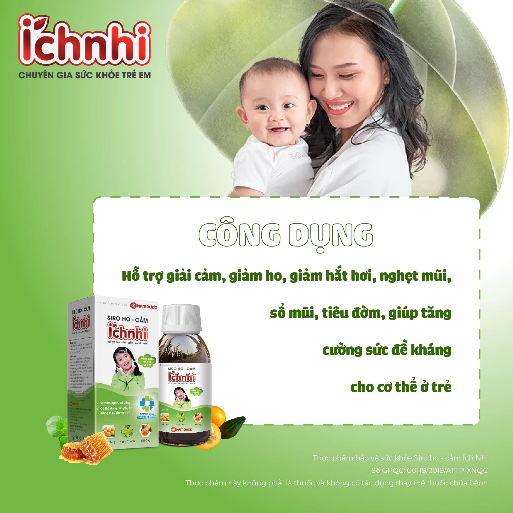 Thực phẩm bảo vệ sức khỏe Siro ho - cảm Ích Nhi, Lọ 90ml, hỗ trợ giải cảm- giảm ho- tiêu đờm - 4