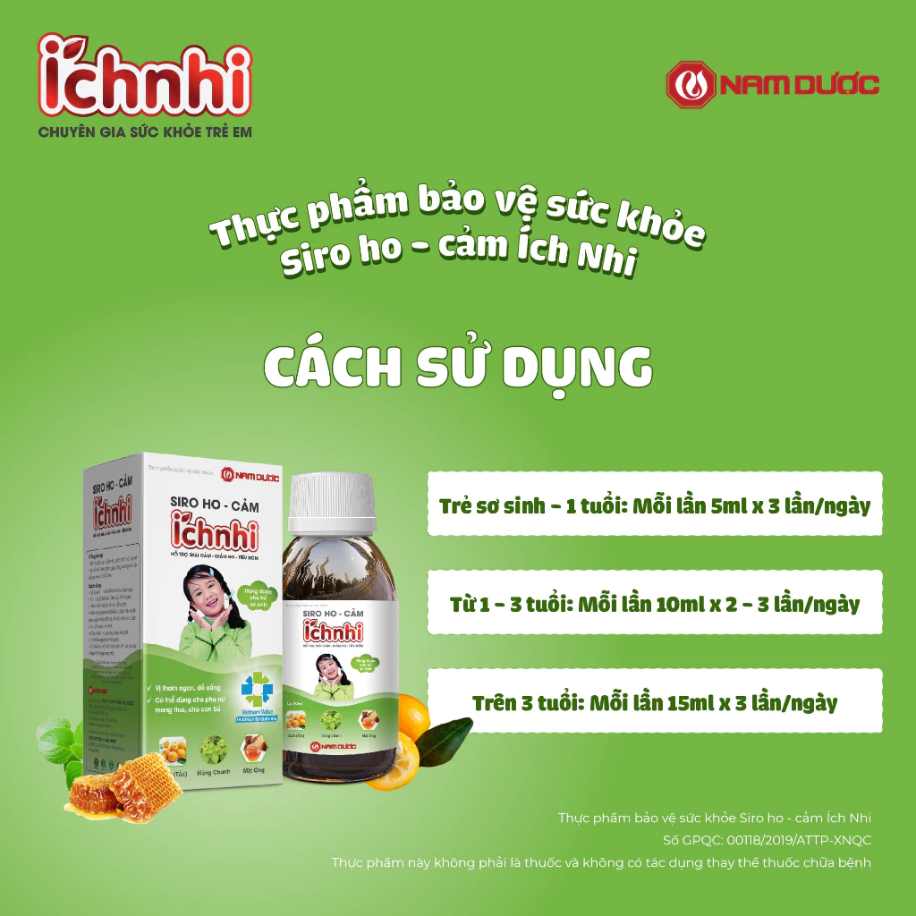 Thực phẩm bảo vệ sức khỏe Siro ho - cảm Ích Nhi, Lọ 90ml, hỗ trợ giải cảm- giảm ho- tiêu đờm - 5