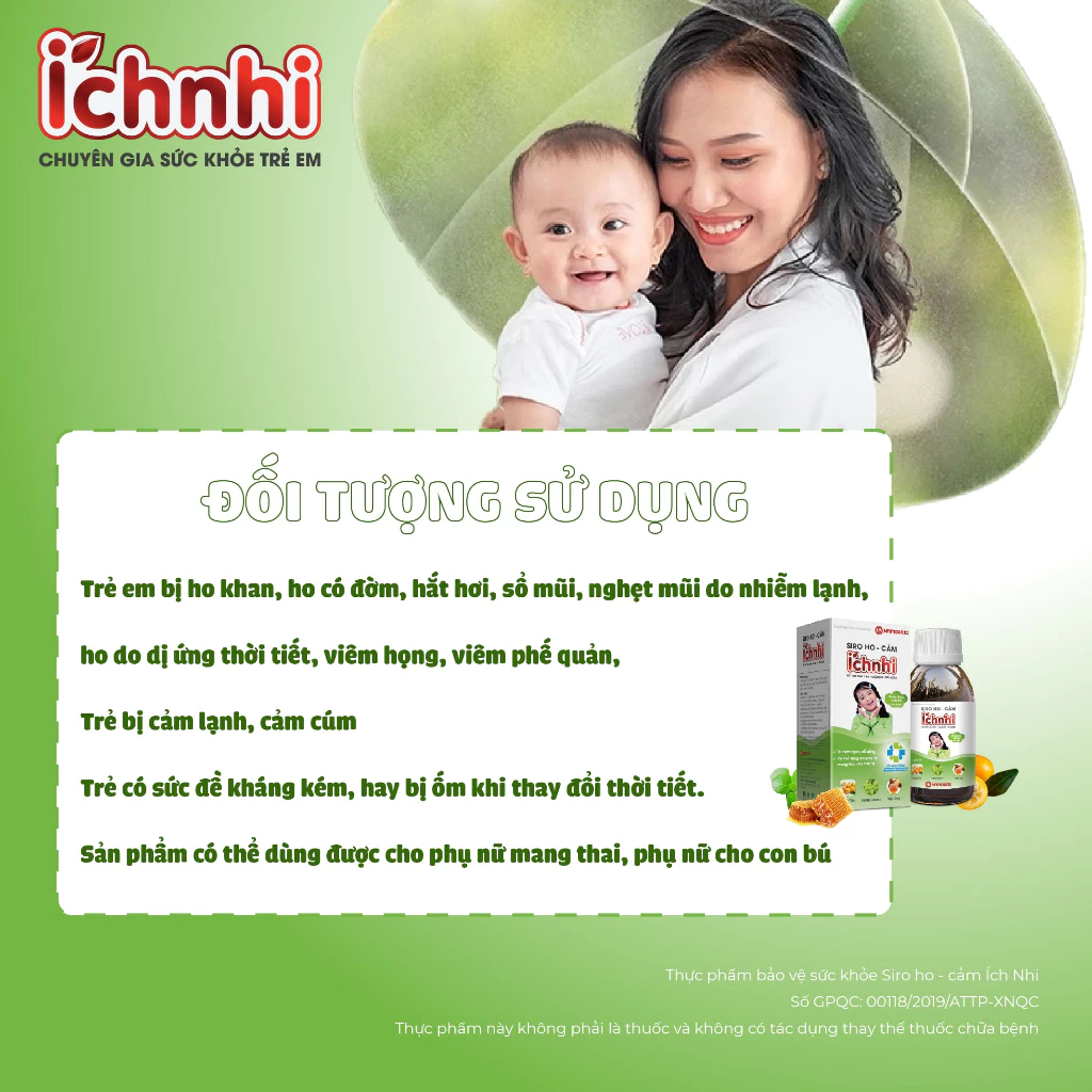 Thực phẩm bảo vệ sức khỏe Siro ho - cảm Ích Nhi, Lọ 90ml, hỗ trợ giải cảm- giảm ho- tiêu đờm - 6