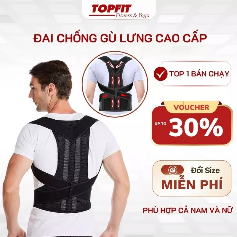 Đai Chống Gù Lưng Cao Cấp Ckicocare Topbody Topfit ,Điều Chỉnh Dáng, chuyên dụng cho dân văn phòng, học sinh DAIGU05