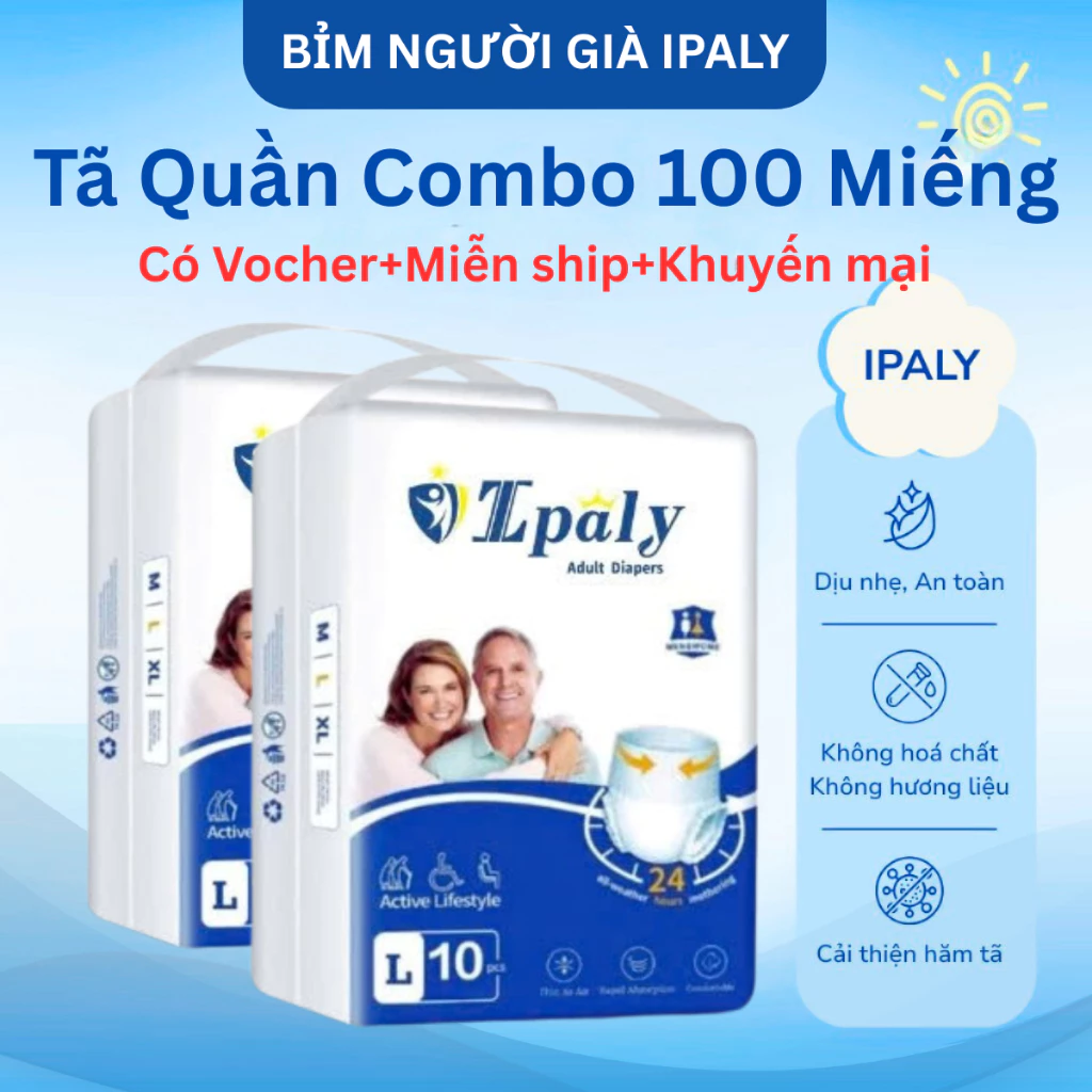 [COMBO-100 Miếng] Bỉm Quần Người Già Epoly/Ipaly M-L-XL