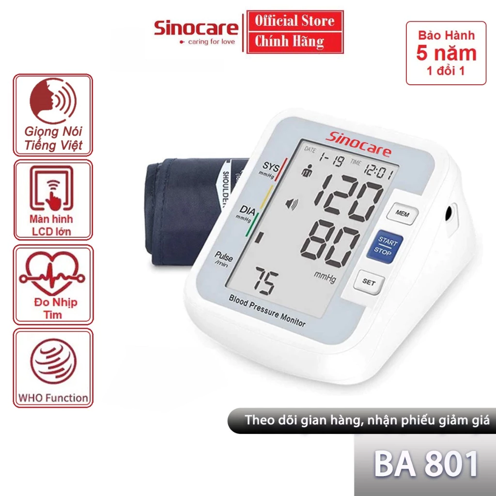 Máy đo huyết áp Sinocare BA801 Chính Hãng - 2