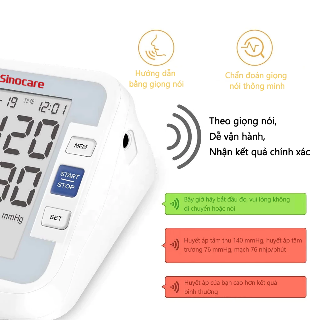 Máy đo huyết áp Sinocare BA801 Chính Hãng - 4