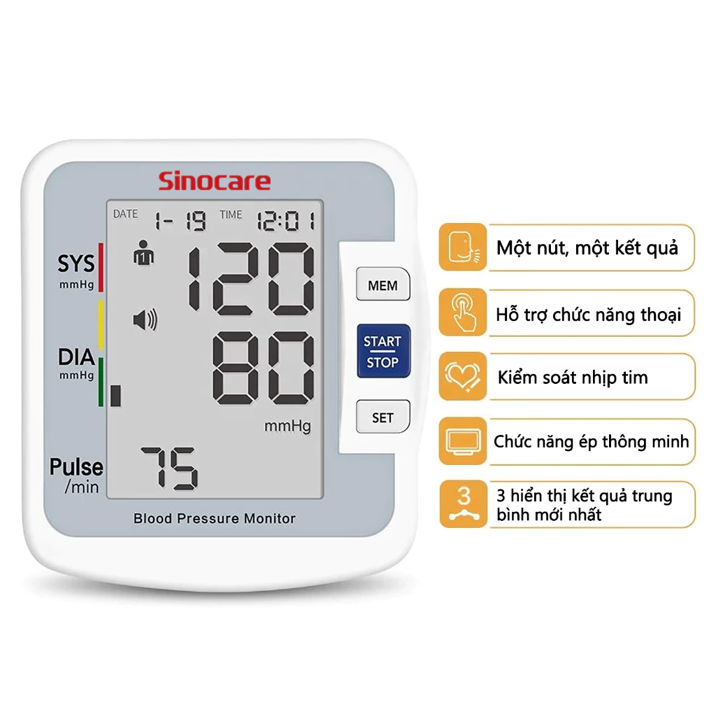 Máy đo huyết áp Sinocare BA801 Chính Hãng - 5