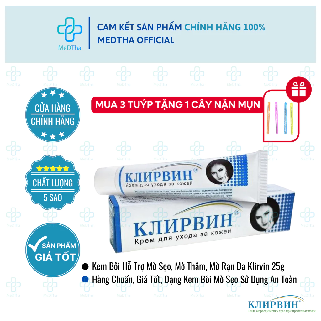 Kem Mờ Sẹo, Mờ Thâm, Rạn Da Klirvin 25g [Chính Hãng Của Nga]