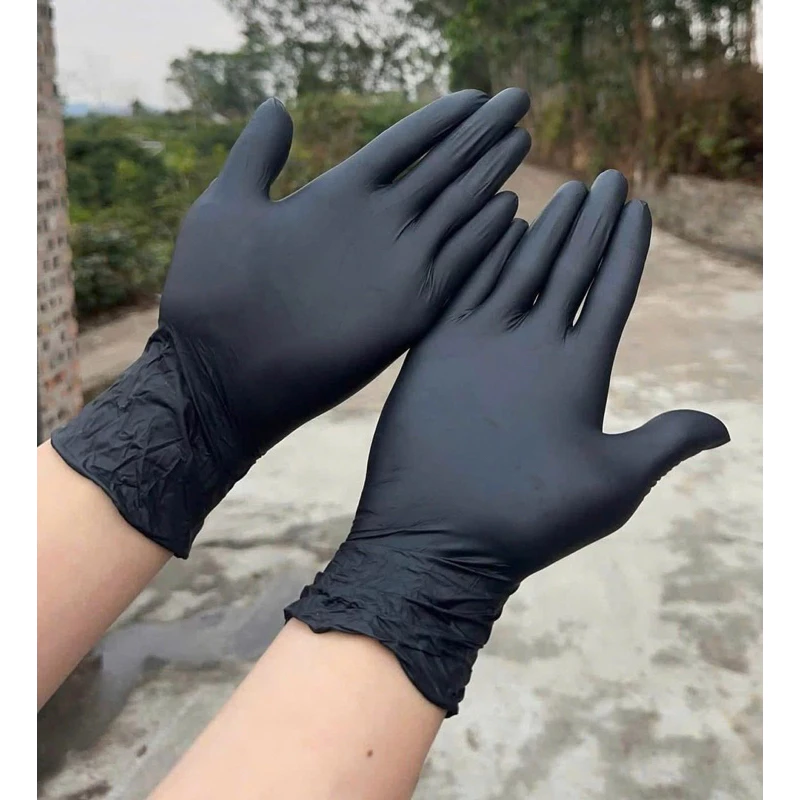 ( Loại 1 ) Găng tay cao su đen nitrile không bột. chuyên dụng cho thực phầm, spa , phun xăm thẩm mỹ . Hộp 50 chiếc - 2