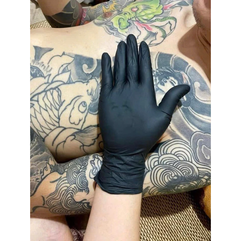 ( Loại 1 ) Găng tay cao su đen nitrile không bột. chuyên dụng cho thực phầm, spa , phun xăm thẩm mỹ . Hộp 50 chiếc - 3