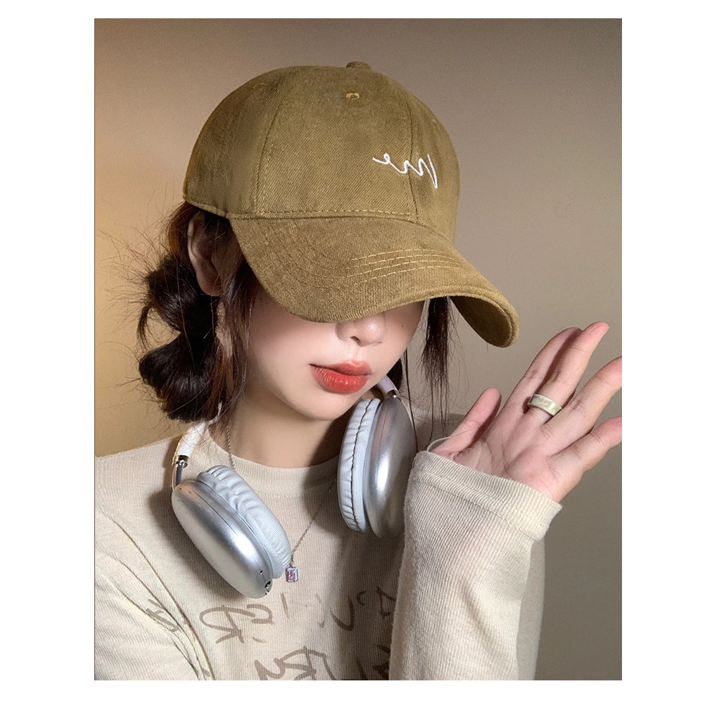Mũ bóng chày thiết kế Hàn Quốc, vành rộng thêu họa tiết nhỏ, phù hợp nam nữ dùng để che nắng