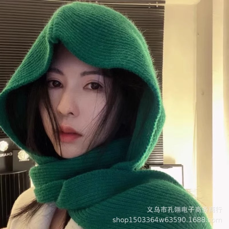 Mũ Trùm Đầu và Khăn Choàng Nữ Dệt Kim Sọc Mới, Ấm Áp cho Thu Đông - 4