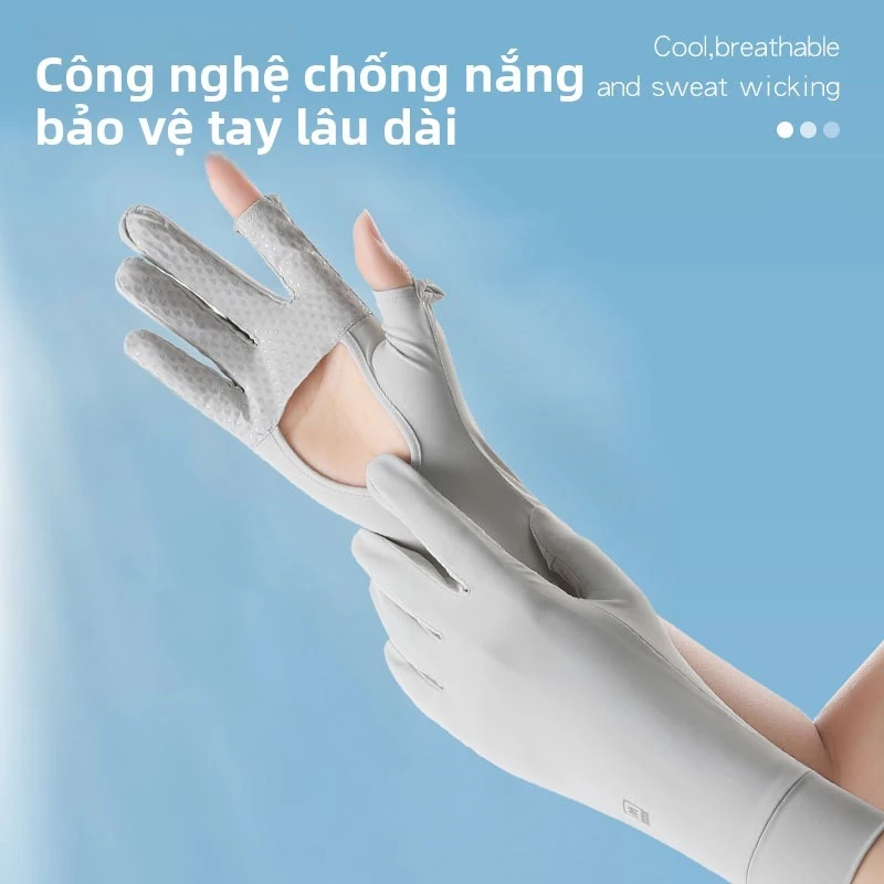 Găng tay Ice Silk chống nắng và tia UV, thoáng khí, phù hợp cho mùa hè - 2