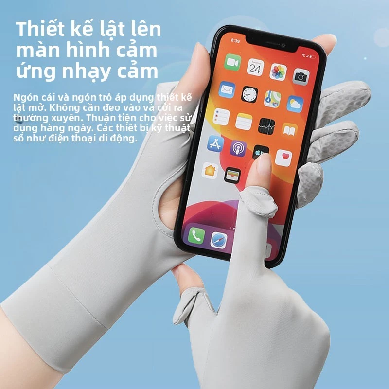 Găng tay Ice Silk chống nắng và tia UV, thoáng khí, phù hợp cho mùa hè - 5