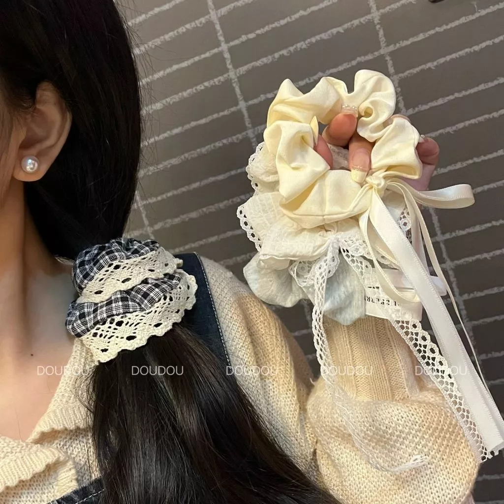 Phong Cách Hàn Quốc 2025 - Nơ Scrunchy Tóc Cho Cô Gái Mùa Thu Đông - 3