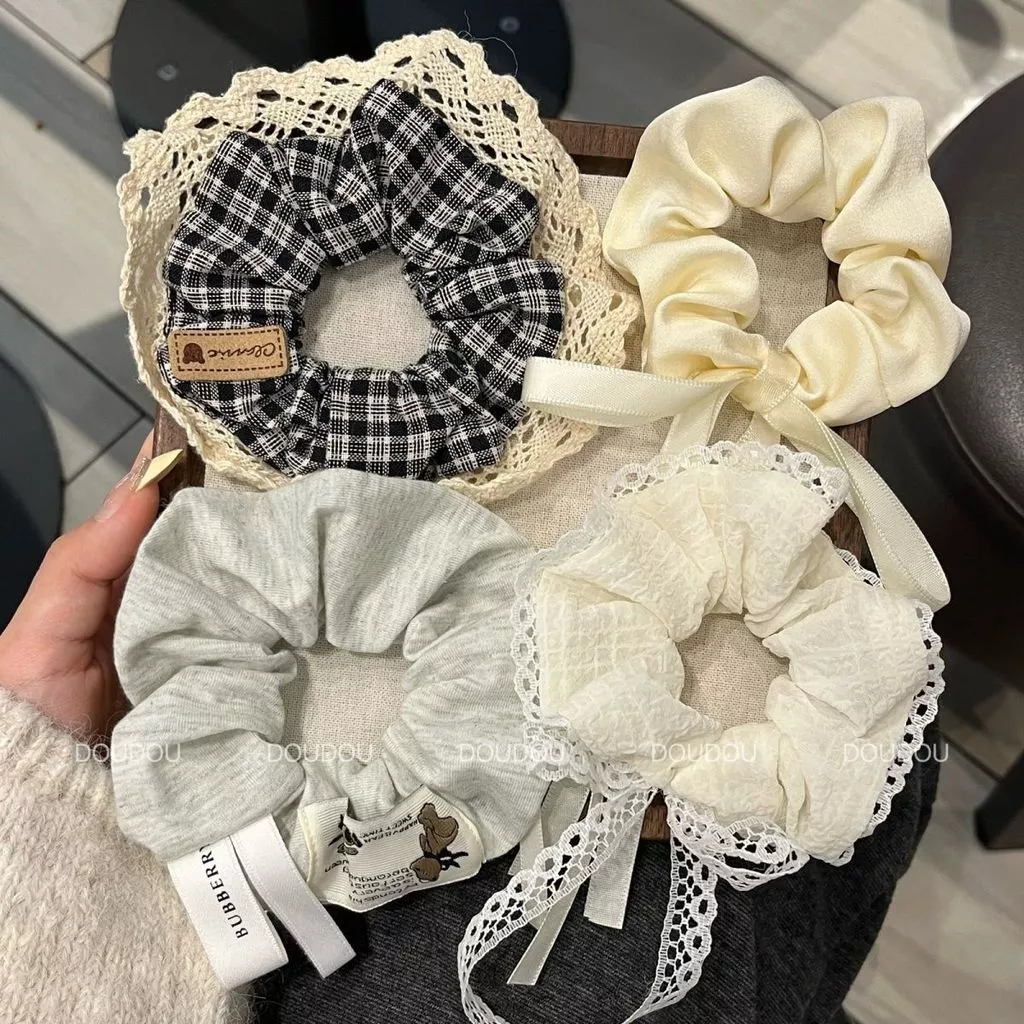 Phong Cách Hàn Quốc 2025 - Nơ Scrunchy Tóc Cho Cô Gái Mùa Thu Đông - 4