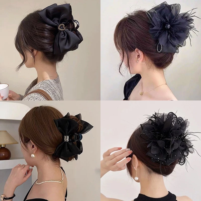 Kẹp càng cua nơ bản to sang trọng phụ kiện tóc phong cách Hàn Quốc - 2