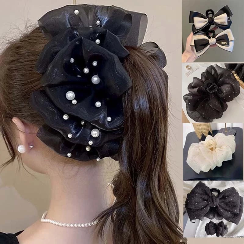 Kẹp càng cua nơ bản to sang trọng phụ kiện tóc phong cách Hàn Quốc - 3