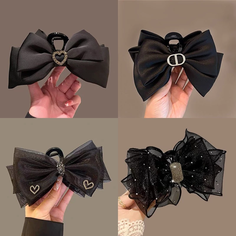 Kẹp càng cua nơ bản to sang trọng phụ kiện tóc phong cách Hàn Quốc - 4