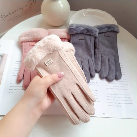 Găng tay lót nỉ giữ nhiệt màn hình cảm ứng da lộn - Găng tay nữ mùa đông nhiều màu (Tuyển ) - 4