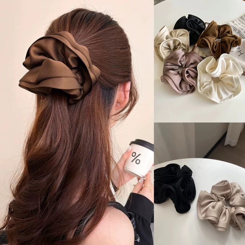 Cột Tóc Buộc Scrunchies Viền Sóng Cỡ Lớn Phong Cách Đơn Giản Retro - 2