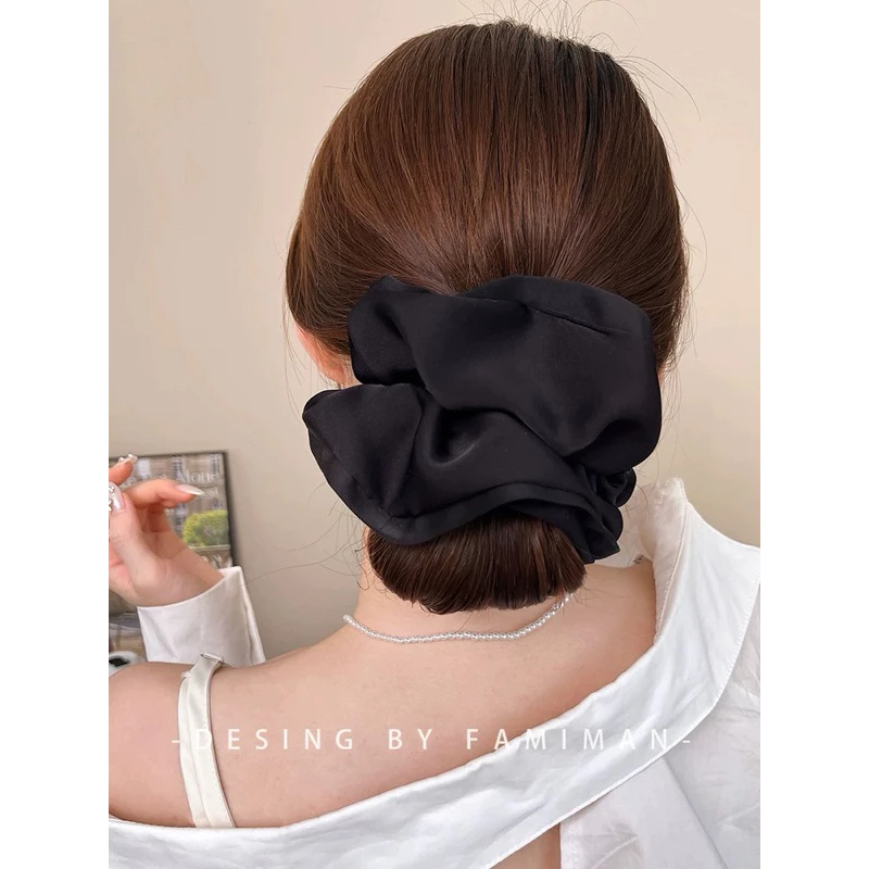 Cột Tóc Buộc Scrunchies Viền Sóng Cỡ Lớn Phong Cách Đơn Giản Retro - 3