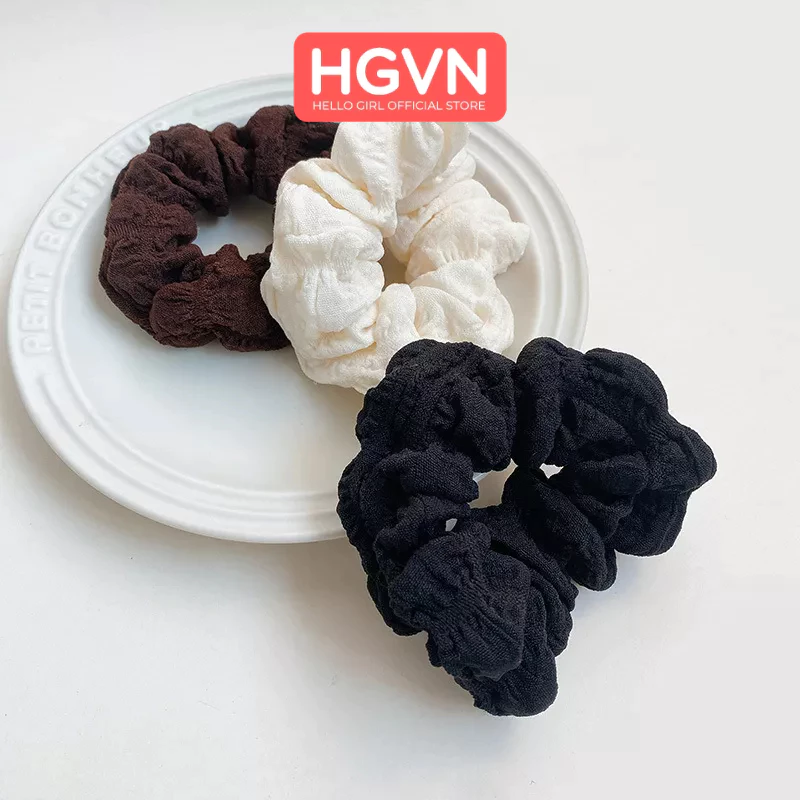Dây Chun Thun Buộc Tóc Vòng Đeo Tay Vải Scrunchies Họa Tiết Xếp Ly HGVN Phong Cách Retro Hàn Quốc Dành Cho Bạn Nữ