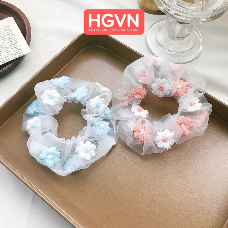 Dây Chun Thun Buộc Tóc Vòng Đeo Tay Vải Scrunchies Họa Tiết Xếp Ly HGVN Phong Cách Retro Hàn Quốc Dành Cho Bạn Nữ - 5