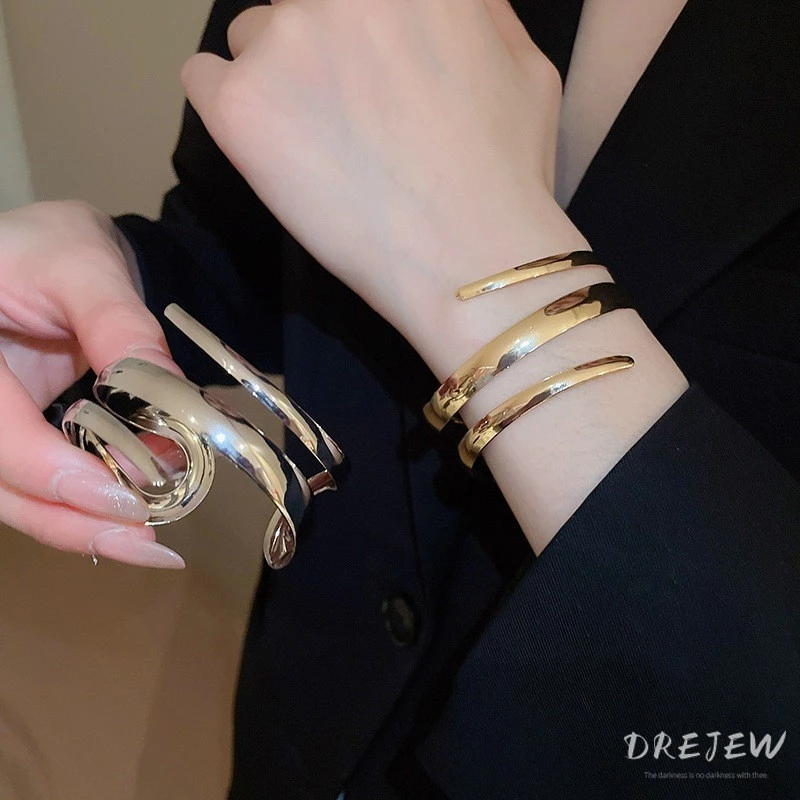 [Drejew] 2 chiếc vòng đeo tay hình học mặt rộng hình học châu Âu và Mỹ Bộ trang sức thời trang cá tính