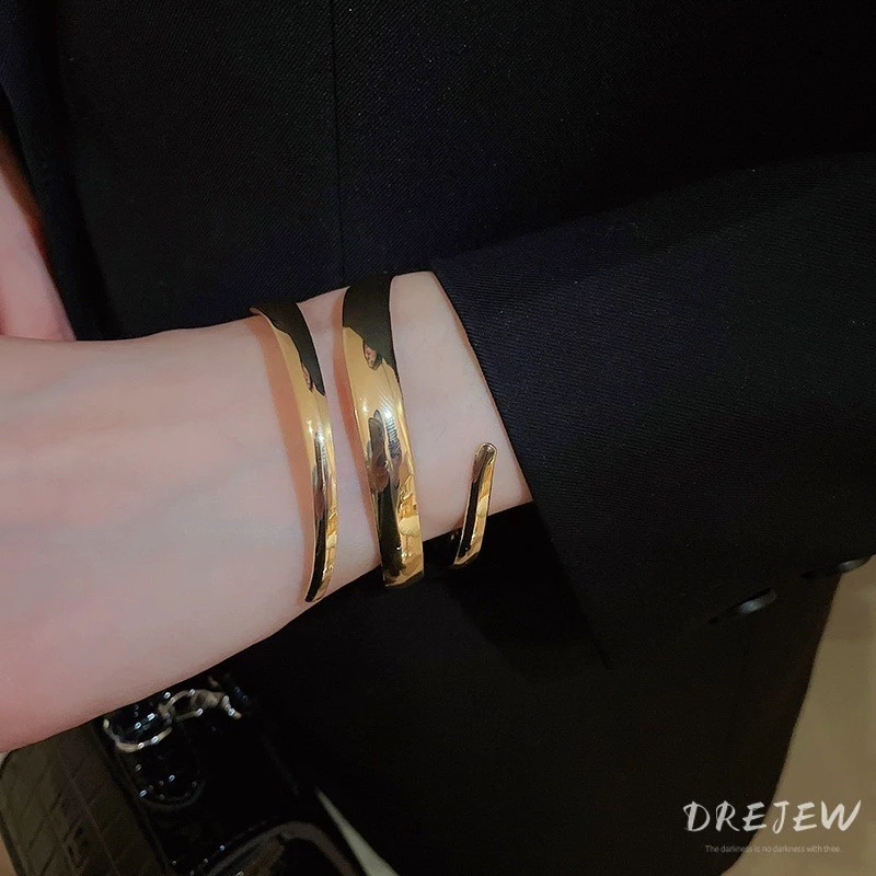 [Drejew] 2 chiếc vòng đeo tay hình học mặt rộng hình học châu Âu và Mỹ Bộ trang sức thời trang cá tính - 5