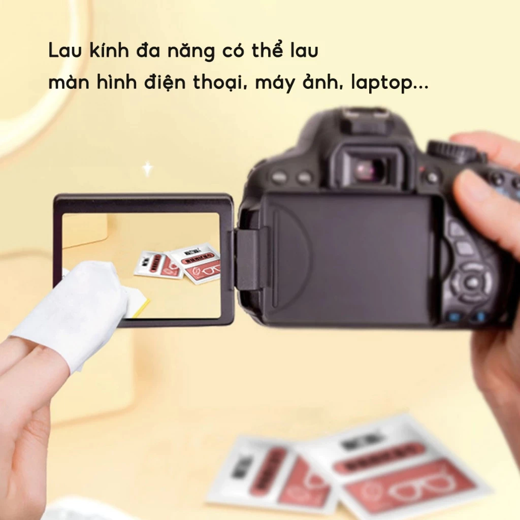 Hộp 100 Khăn lau kính mắt kính cận, Giấy lau kính nano chống sương mờ vân tay, bụi bẩn tiện lợi - 3