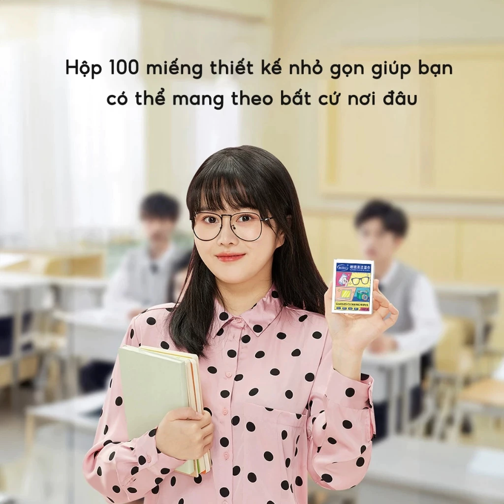Hộp 100 Khăn lau kính mắt kính cận, Giấy lau kính nano chống sương mờ vân tay, bụi bẩn tiện lợi - 4