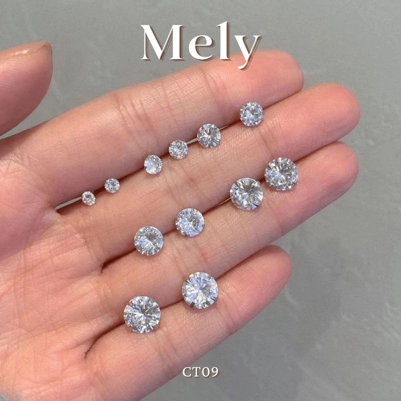 Bông tai thép titan không gỉ đính đá hình vuông cá tính dành cho nam nữ phong cách unisex hiện đại - Mely CT09