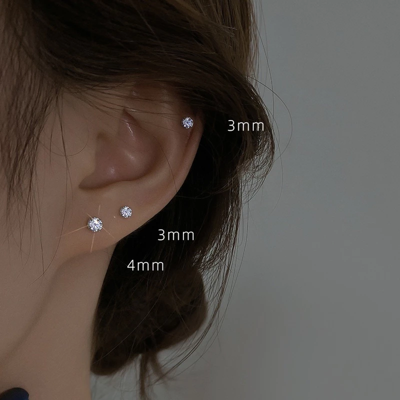 Bông tai thép titan không gỉ đính đá hình vuông cá tính dành cho nam nữ phong cách unisex hiện đại - Mely CT09 - 3