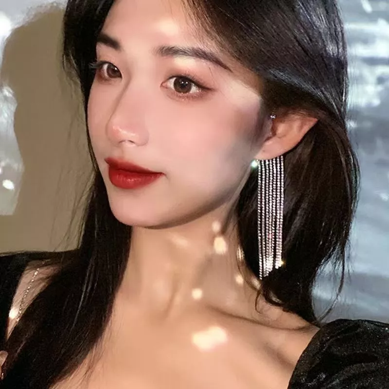 (Bóp chỉnh Khuyên kẹp vành tai (không xỏ lỗ) sang trọng bướm lông vũ đính hạt lấp lánh Tatitava - 6