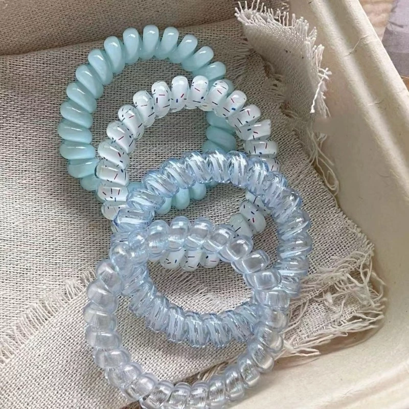 Bộ 4 dây buộc tóc dây điện thoại, dây cột tóc đơn giản nhiều màu lò xo, phụ kiện tóc thời trang cho nữ E1988 - 2