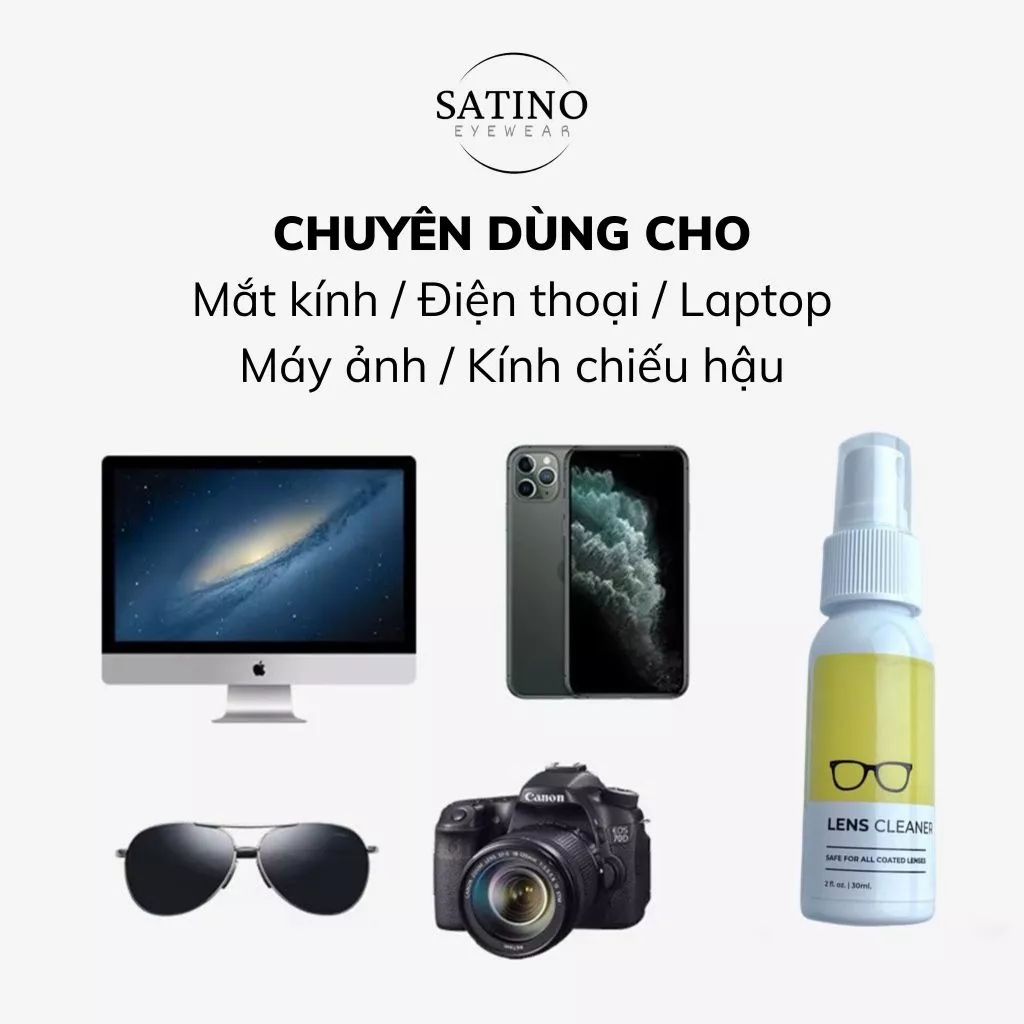 Nước lau kính SATINO rửa tròng kính cao cấp chuyên dụng nước xịt rửa màn hình máy tính điện thoại tivi máy ảnh [30ml] - 4