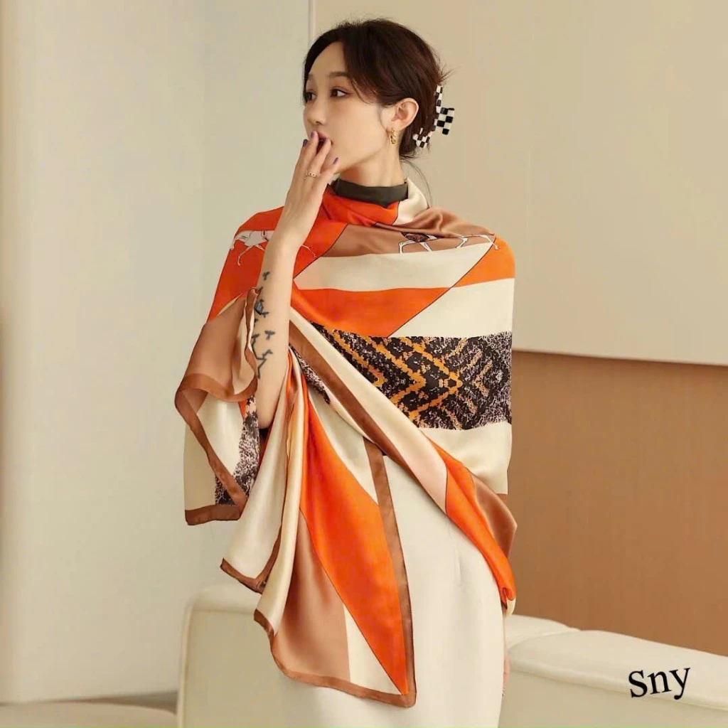 (CAO CẤP) Khăn quàng cổ, Khăn choàng lụa cho nữ bản rộng 180cm x 90cm làm quà tặng sang trọng lịch sự - 5