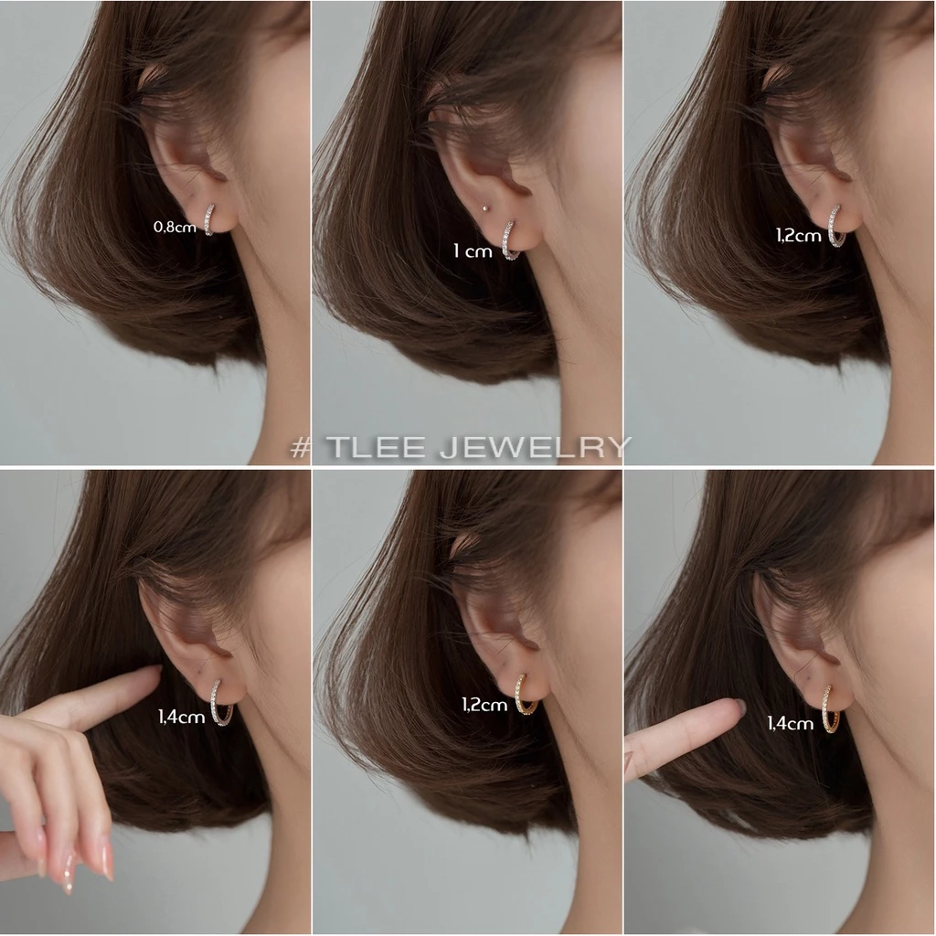 Khuyên tai bạc TLEE tròn đính đá nhiều size TLEE JEWELRY B0223 - 3