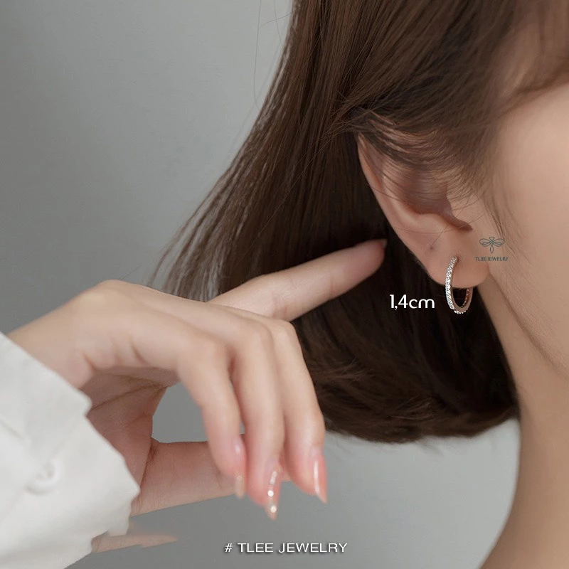 Khuyên tai bạc TLEE tròn đính đá nhiều size TLEE JEWELRY B0223 - 5