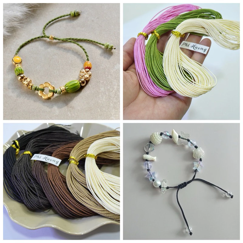 Bó 10 mét dây sáp Đài Loan size 1.0mm dùng xỏ vòng đeo tay handmade, làm dây treo điện thoại