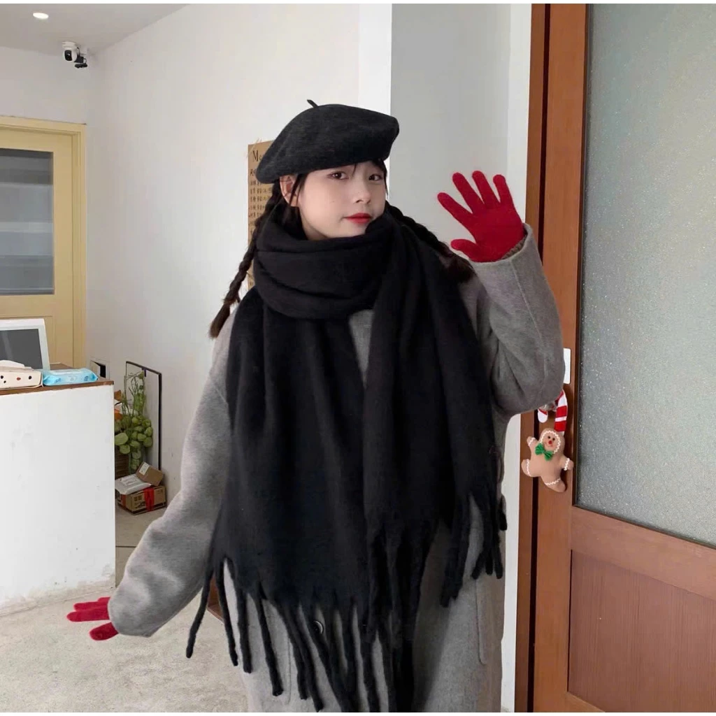 Khăn quàng cổ PASHMIMA CASHMERE bản rộng, Trơn Basic nhiều màu chất liệu Len dày cao cấp, lông mịn, ấm áp nam nữ K63 - 6