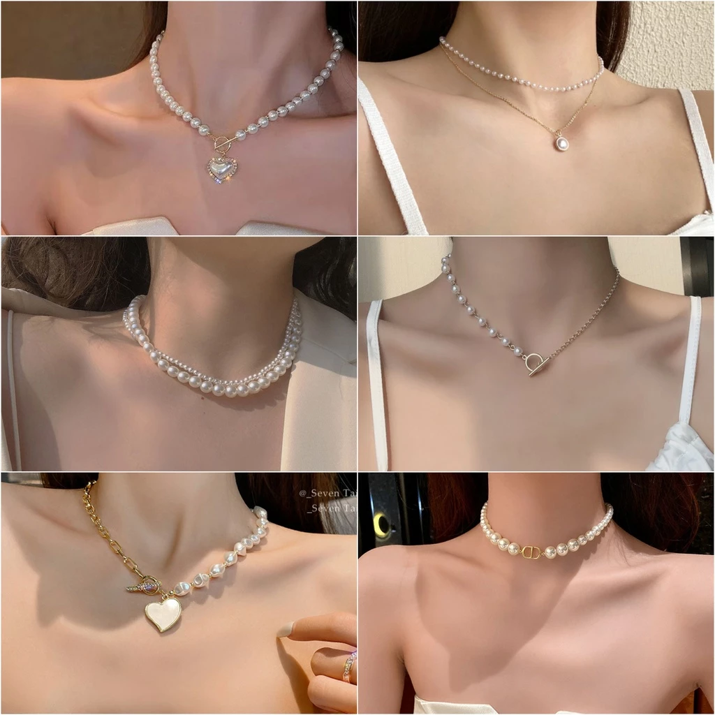 Dây chuyền Ngọc nhân tạo hai lớp cho nữ phụ kiện nữ cá tính - 5