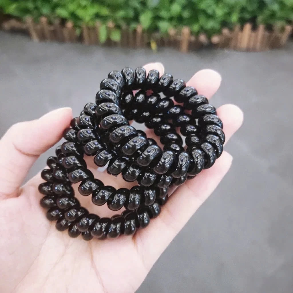 COMBO 10 Dây Cột Tóc Đen Lò Xo Co Giãn Có Thể Làm Vòng Tay Tiện Lợi Phụ Kiện Tóc Giá Rẻ Dễ Thương # - 2