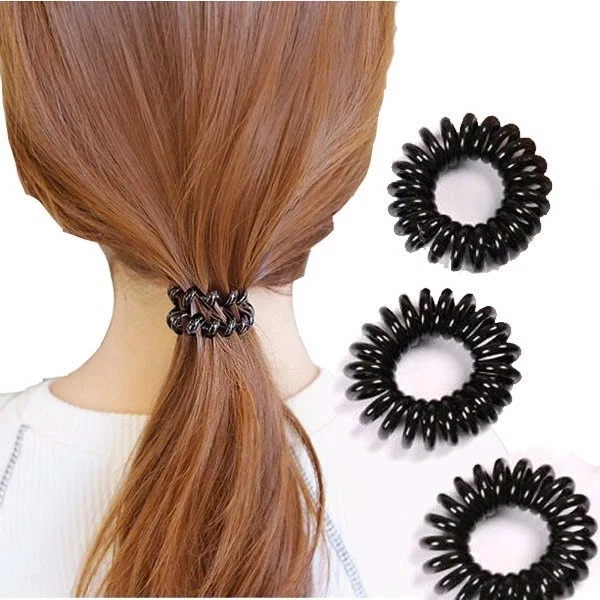 COMBO 10 Dây Cột Tóc Đen Lò Xo Co Giãn Có Thể Làm Vòng Tay Tiện Lợi Phụ Kiện Tóc Giá Rẻ Dễ Thương # - 3